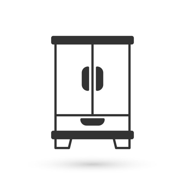 灰色衣柜图标孤立在白色背景。橱柜的迹象。向量图片下载