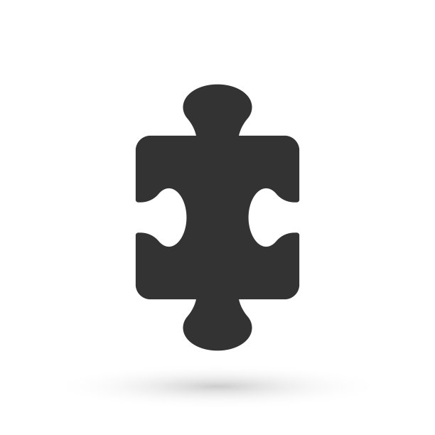 灰色拼图玩具图标孤立在白色背景上。向量图片下载