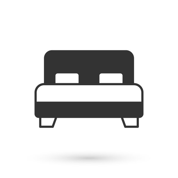 灰色大床两个人或一个图标孤立在白色背景。向量图片下载