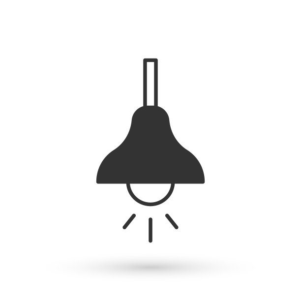 灰色灯挂图标孤立在白色背景。天花板灯、灯泡。向量图片下载