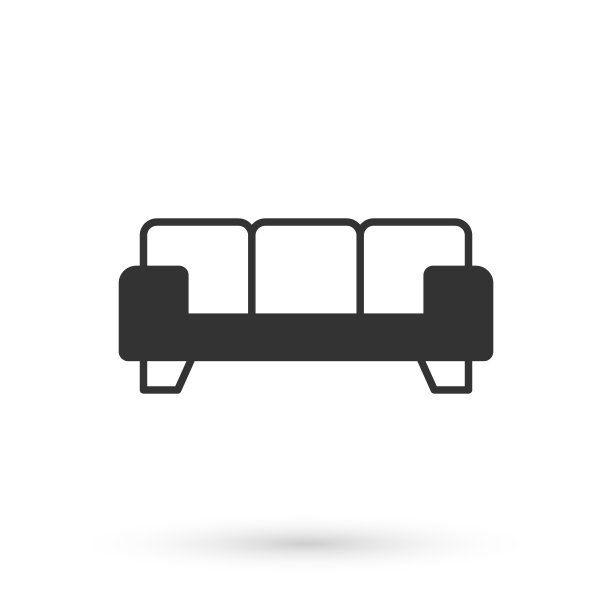 灰色沙发图标孤立在白色背景。向量图片下载