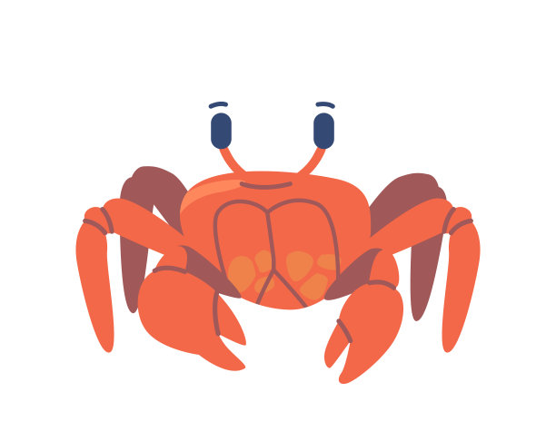 螃蟹水下海洋动物，白色背景上有爪子的海洋甲壳类动物。野生海洋生物，海鲜图片下载