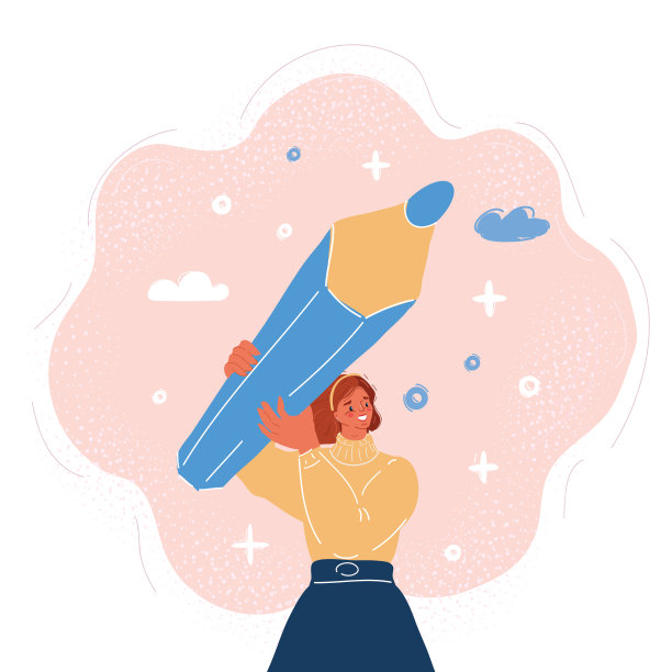 矢量插图的巨大的钢笔在女人的手图片下载