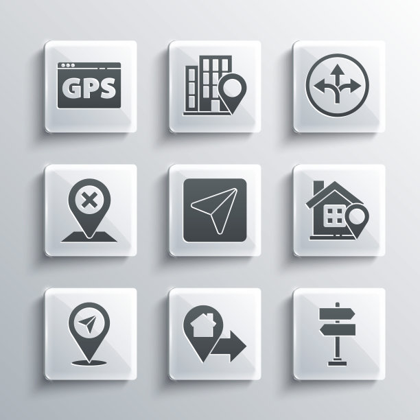 设置位置与房屋，道路交通标志，城市地图导航信息图，Gps设备和图标。向量图片下载