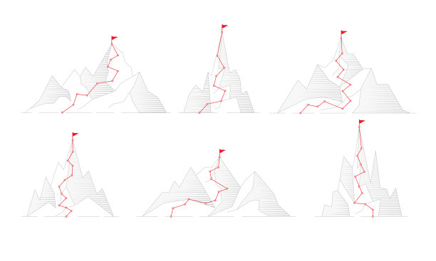 山。商业活动概念图片成功的旅程目的地攀登冒险的目标计划旅行山顶最近的向量集图片下载