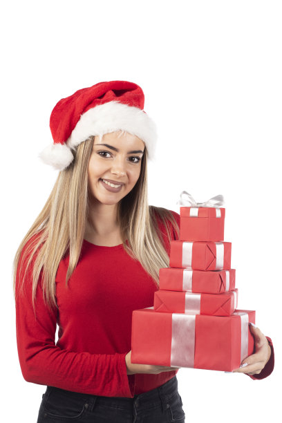 拿着礼物的年轻女子图片下载