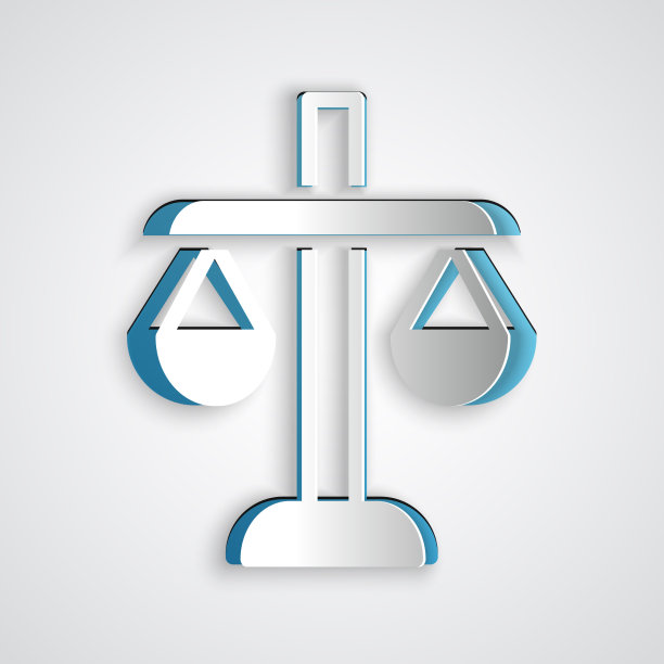 纸剪天平的正义图标孤立在灰色图片下载