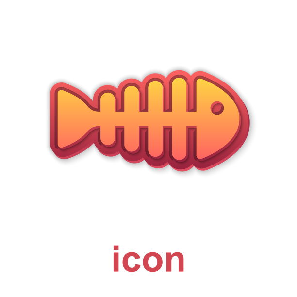 金色的鱼骨架图标孤立在白色图片下载