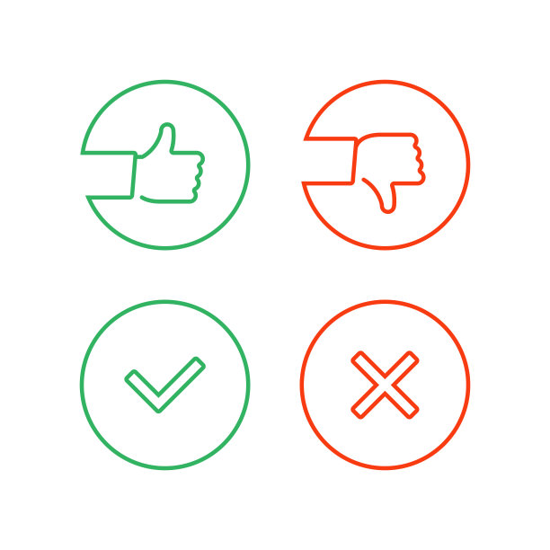 确认和拒绝图标。图片下载