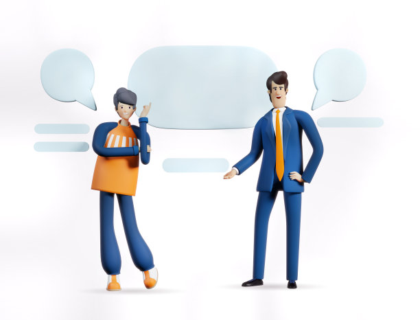 一群商务人士用言语泡泡，团队进行讨论、交谈、谈判，委派职责。3 d渲染图图片下载