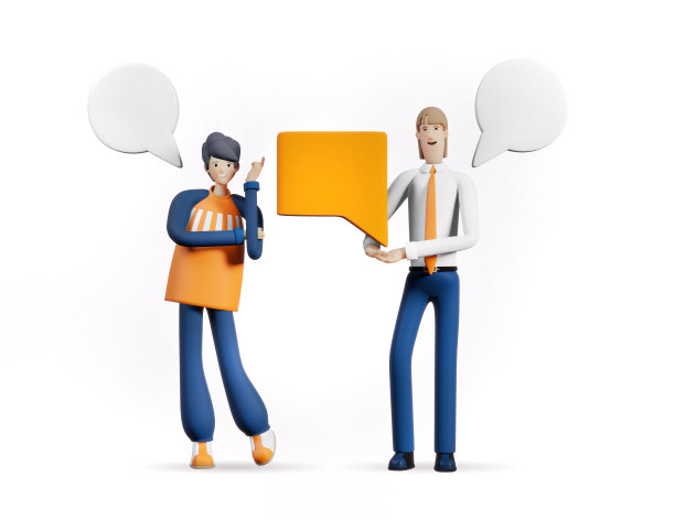 一群商务人士用言语泡泡，团队进行讨论、交谈、谈判，委派职责。3 d渲染图图片下载