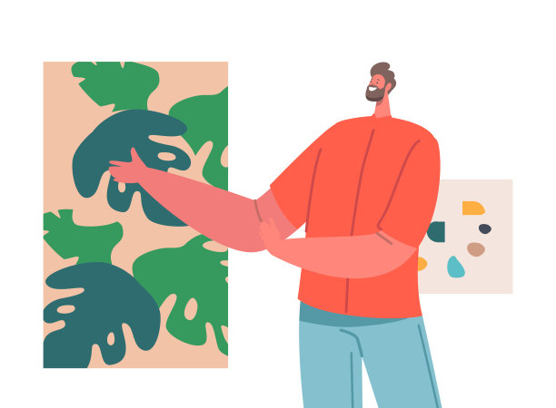 在美术馆参观现代艺术品的男人图片下载