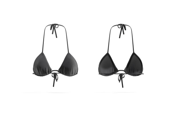 空白的黑色女人比基尼紧身胸衣模型，前面和后面的观点图片下载
