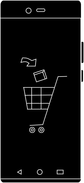 智能手机购物车“剪影”图片下载