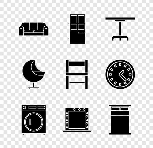 设置沙发闭门圆桌洗衣机化妆图片下载