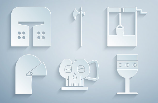 从头骨上取下的杯子和中世纪的水桶图片下载