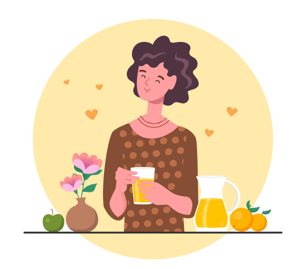 女孩用果汁图片下载