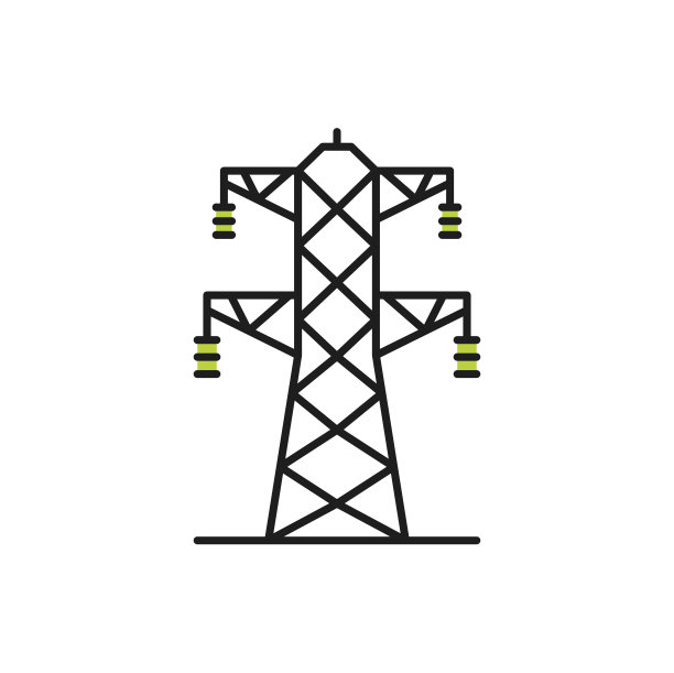 格架塔与架空电力线隔离图片下载