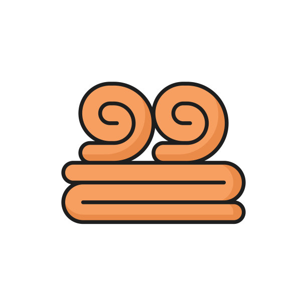 折叠卷毛巾孤立spa对象平线图片下载