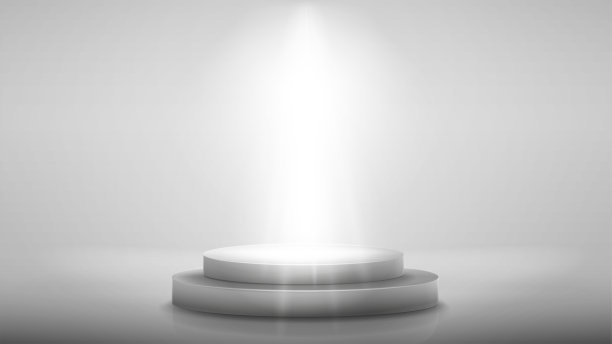 白色的场景与灰色的讲台与聚光灯照明图片下载
