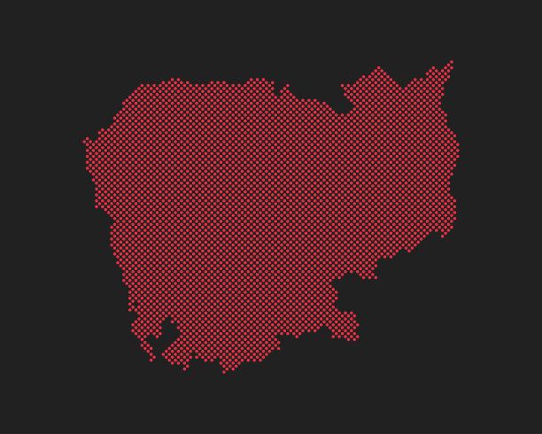 矢量地图柬埔寨点，数字模板图片下载