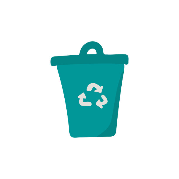 彩色涂鸦生态垃圾箱与回收图标。彩色手绘生态垃圾桶与回收图标。生态垃圾彩色涂鸦图标图片下载