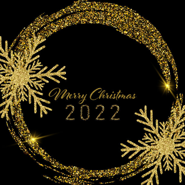 2022圣诞节金色文字装饰矢量图素材图片