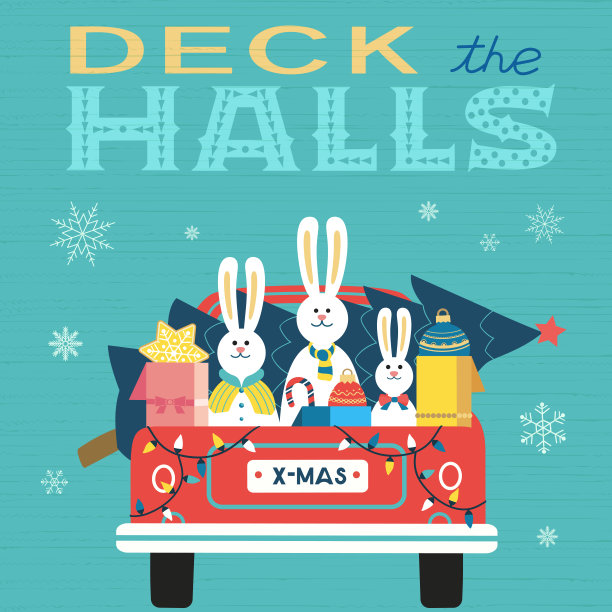 圣诞装饰快递由红色卡车载体图片下载