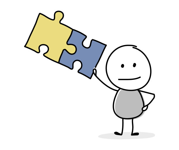 有谜语的卡通人物。经营理念。向量图片下载