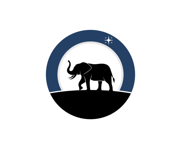 行走的大象的剪影，背后是月光图片下载