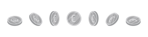 欧元硬币。旋转图标在不同的角度动画。矢量图图片下载