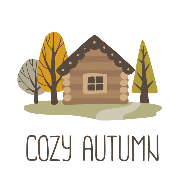 森林里舒适的秋天小屋。印刷墙壁艺术，服装，卡片，纺织，织物，苗圃，文具，苗圃。图片下载