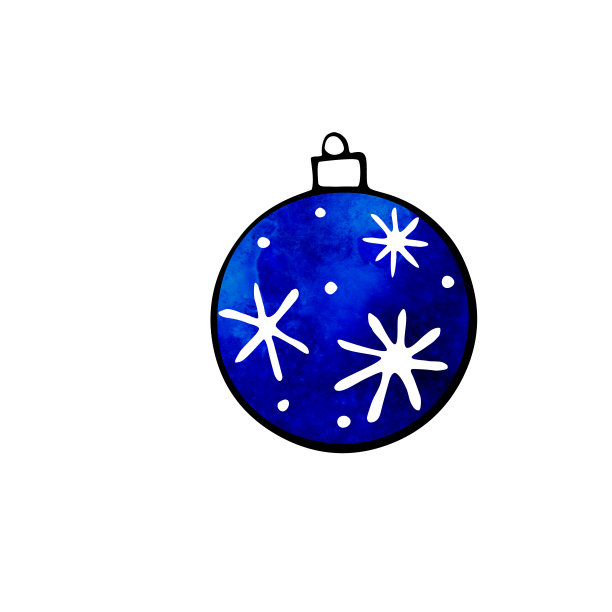 圣诞节水彩画树球孤立在白色背景。新年和圣诞节的线条艺术，涂鸦，素描，手绘。简单的插图贺卡，日历，印刷图片下载