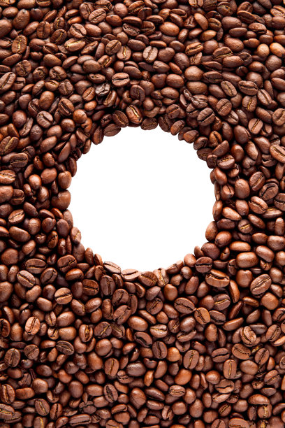 咖啡豆无缝背景与洞。俯视图图片下载