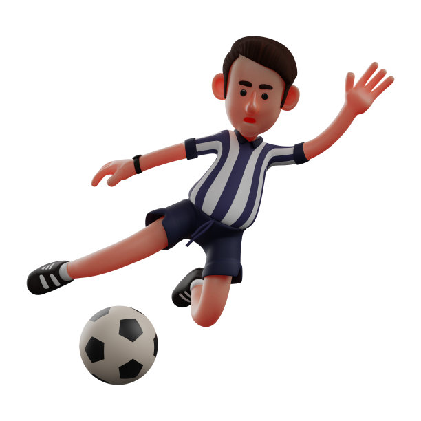 一个很酷的3D裁判卡通插图踢球图片下载
