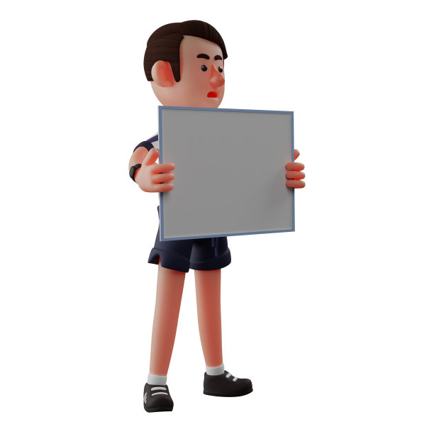 3D裁判卡通插图与白板图片下载