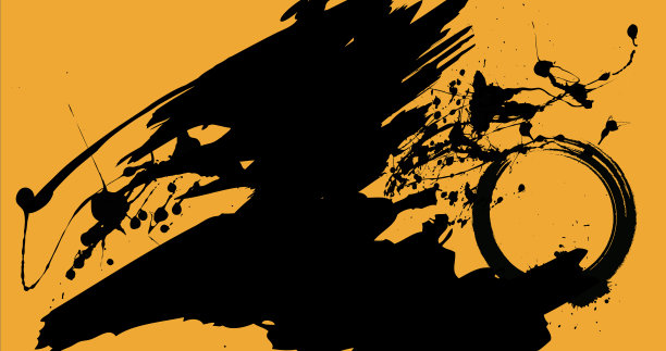 抽象背景壁纸水墨笔刷艺术品_禅宗橙图片下载