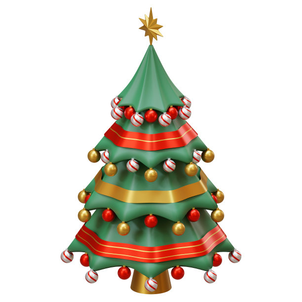 圣诞树3D渲染插图设计元素图片下载