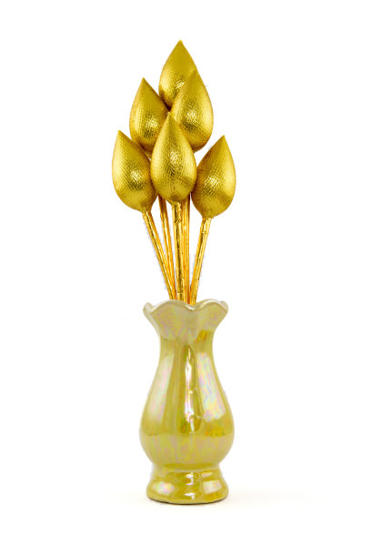 人造金莲花瓶图片下载