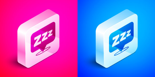 等距睡眠图标孤立在粉红色和蓝色图片下载