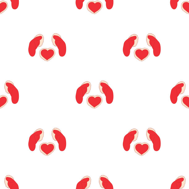 红色手套和红心图案无缝图片下载