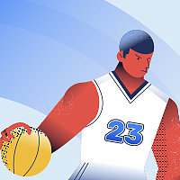 微信分享插画简约NBA全明显联赛次图图片下载