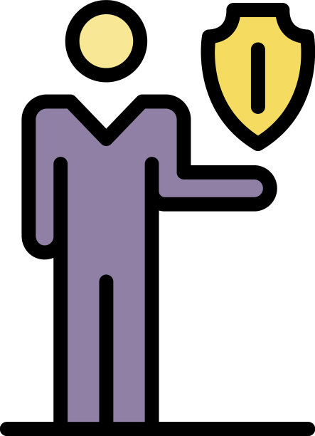 男人和盾牌超过手掌图标颜色轮廓图片下载