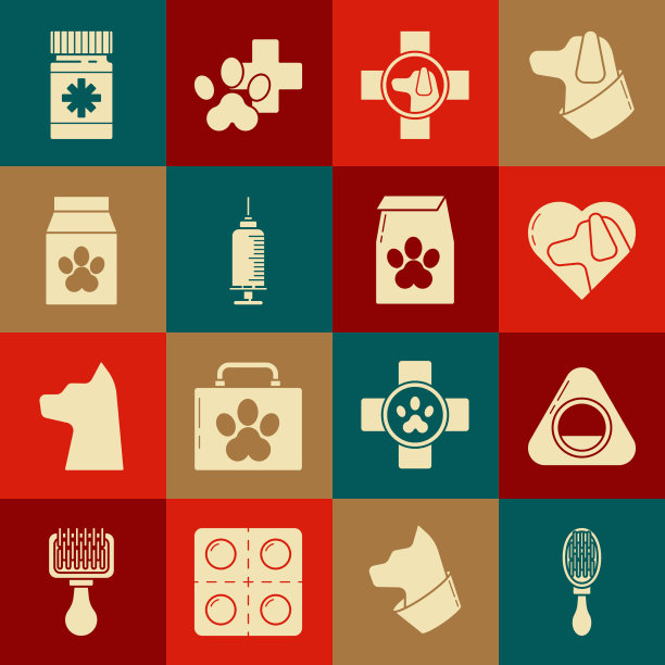 为狗和猫宠物床心设置毛刷图片下载