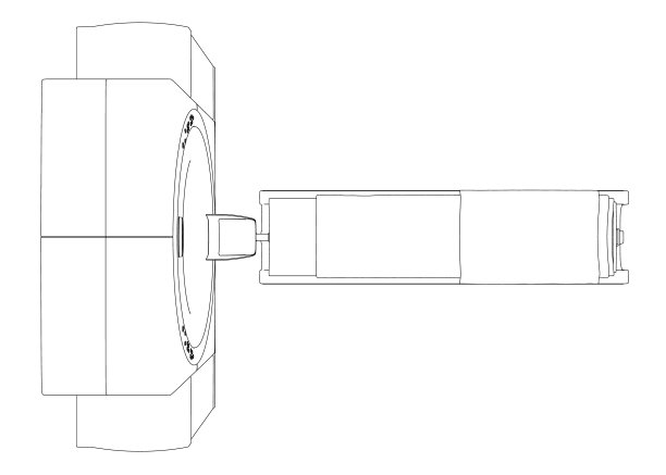 医学断层扫描仪由白色背景上孤立的黑线构成的轮廓。从以上观点。矢量图图片下载