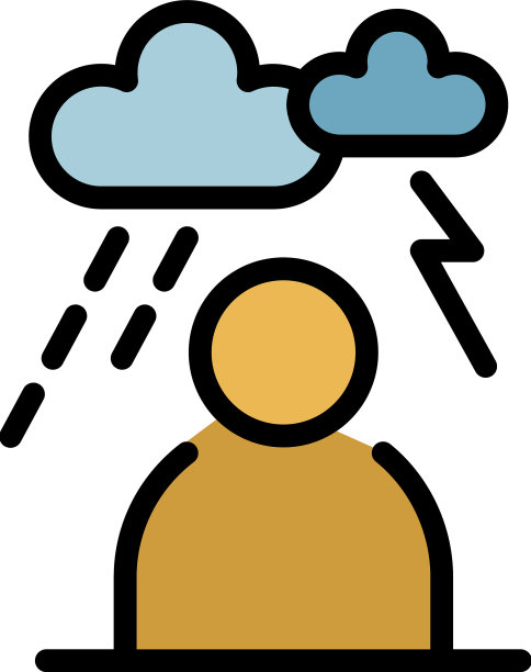 风暴低气压人图标彩色轮廓图片下载