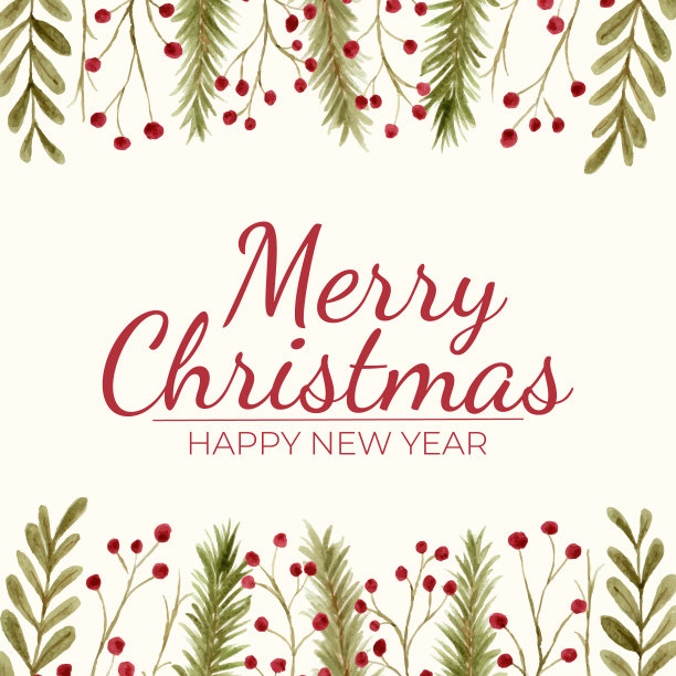 水彩圣诞节花卉作为框架背景。图片下载