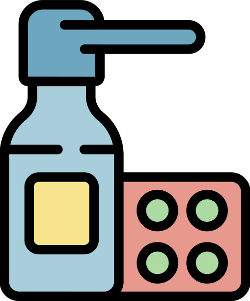 喷雾瓶药丸图标颜色轮廓图片下载