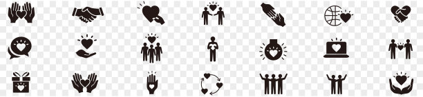 友谊伙伴握手和爱情线图标。图片下载