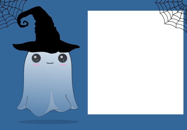 有趣的鬼卡哇伊卡通表情万圣节的背景图片下载